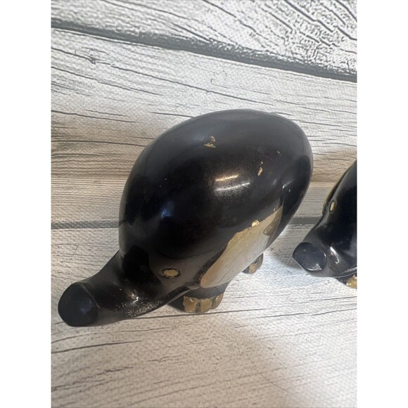 Mid Century Modern Brass Figure Elephant Family Black Gold Sculpture MCM RARE - Picture 9 of 12